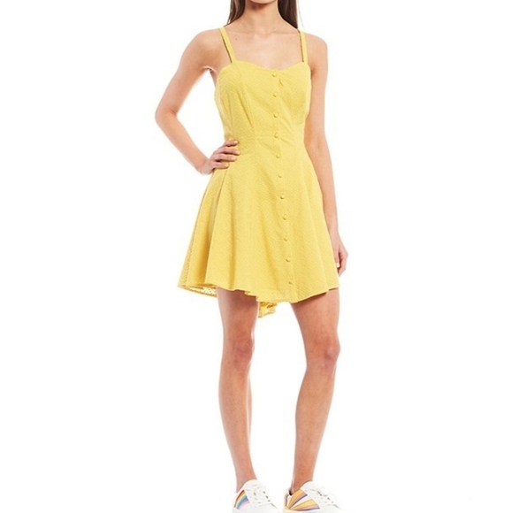 Nwt Chelsea & Violet‎ Lemon Button Front Dress Criss-Cross back Medium - Picture 1 of 10
